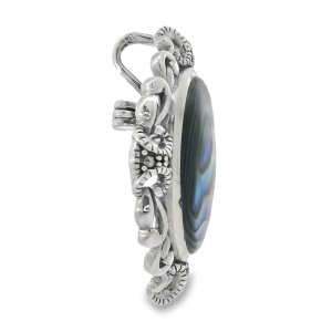 Brosa-Pandantiv Argint cu Marcasite si Sidef Abalone Khajee - Img 2