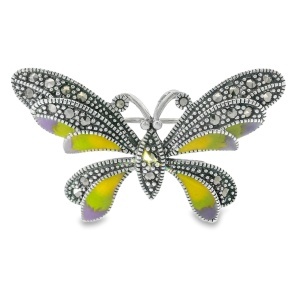 Brosa-Pandantiv Argint Fluture cu Marcasite si Email Buppha
