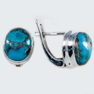 Cercei Argint cu inchidere englezeasca Blue Copper Turquoise Yogasree - Img 2
