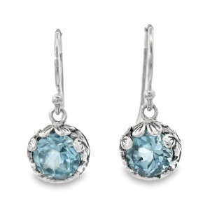 Cercei Argint cu tortita clasica realizati manual Topaz Albastru Eka