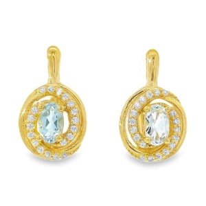 Cercei Argint suflat Aur 585 cu inchidere englezeasca Topaz Manon