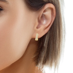 Cercei Argint suflat Aur 585 cu inchidere englezeasca Zirconia Margaux - Img 3