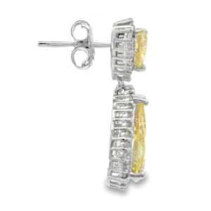 Cercei inima Argint cu sistem de inchidere cu surub Cubic Zirconia Galben Sampanie Rozen - Img 2