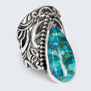 Inel Argint Blue Copper Turquoise Ishika - Img 2