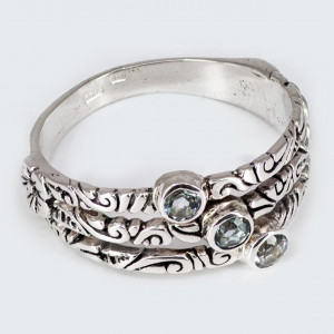 Inel Argint lucrat manual topaz albastru Selhia - Img 2