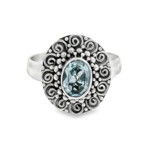 Inel Argint realizat manual Topaz Albastru Bethari