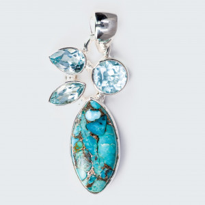 Pandantiv Argint Blue Copper Turquoise Firaki