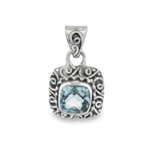 Pandantiv Argint realizat manual Topaz Albastru Malaya