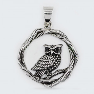 Pandantiv argint unisex Owl Nest