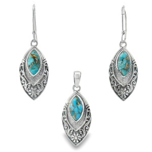 Set Argint Blue Copper Turquoise Kairavi