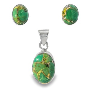 Set Argint Green Copper Turquoise Elina