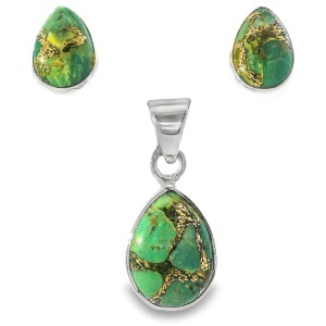 Set Argint Green Copper Turquoise Idhai