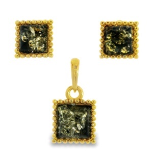 Set Argint suflat in Aur 585 Chihlimbar Anu Green