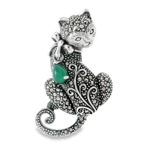Brosa Argint cu Marcasite Lilou Green