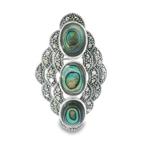 Brosa-Pandantiv Argint cu Marcasite si Sidef Abalone Fern