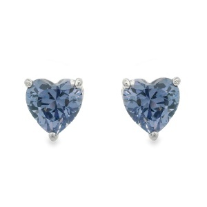 Cerce inima Argint cu sistem de inchidere cu surub Cubic Zirconia Albastru Tanzanit Lison
