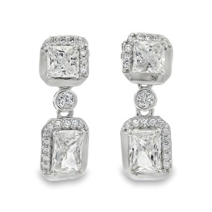 Cercei Argint cu sistem de inchidere cu surub Cubic Zirconia Camelia