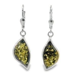 Cercei Argint cu sistem de inchidere leverback Chihlimbar Agafya Light Green