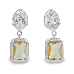 Cercei Argint cu surub Sultanit de laborator si Cubic Zirconia Ayla