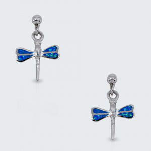 Cercei cu surub blue dragonfly