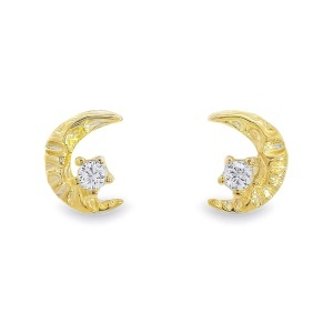 Cercei din Argint suflat Aur 585 cu surub Cubic Zirconia Zoe