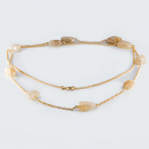 Colier Argint suflat Aur 585 Quartz Rutilat Kendarika - Img 2