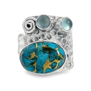 Inel Argint Blue Copper Turquoise Chalsia