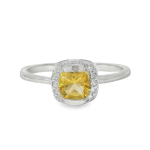 Inel Argint Citrin si Cubic Zirconia Chalida