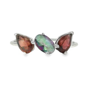 Inel Argint Granat si Topaz Mystique Ploy