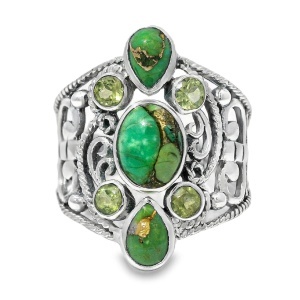 Inel Argint Green Copper Turquoise Uluberia