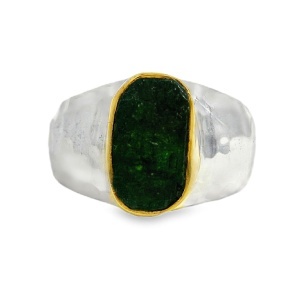 Inel Argint Peridot Brut Kajal