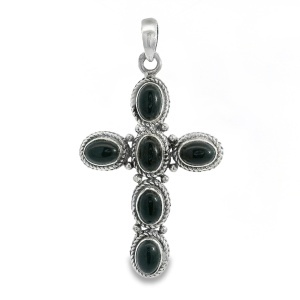 Pandantiv- Cruce Argint realizat manual Onix Nieves