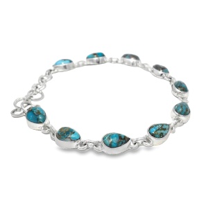 Bratara Argint Blue Copper Turquoise Punya - Img 2