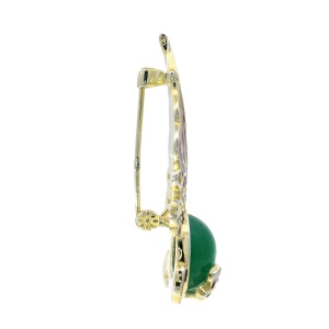 Brosa Argint suflat Aur 585 Agata Verde Yu - Img 2