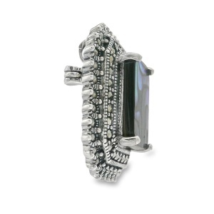 Brosa-Pandantiv Argint cu Marcasite si Sidef Abalone Khanita - Img 2