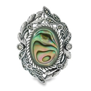 Brosa-Pandantiv Argint cu Marcasite si Sidef Abalone Lamai
