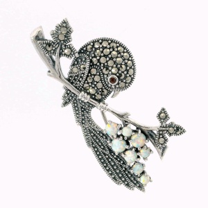 Brosa-Pandantiv Argint Marcasite Adelynn Opal