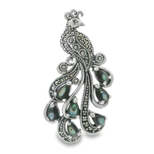 Brosa-Pandantiv Argint Paur cu Marcasite si Sidef Abalone Arunya