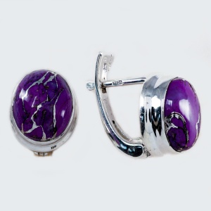 Cercei Argint cu inchidere englezeasca Purple Copper Turquoise Yogasree - Img 2