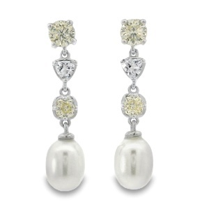 Cercei Argint cu sistem de inchidere cu surub Cubic Zirconia Rosette