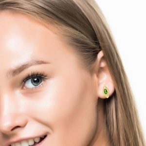 Cercei Argint suflat Aur 585 cu inchidere englezeasca Diopsid Susanne - Img 3