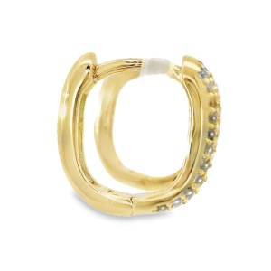 Cercei Argint suflat aur 585 Huggies Zirconia Pansy - Img 2
