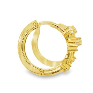 Cercei-cruce Argint suflat Aur 585 cu inchidere huggie Zirconia Olivie - Img 2
