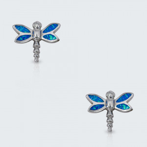 Cercei cu surub opal dragonfly