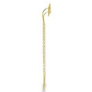 Cercei lungi din Argint suflat Aur 585 Cubic Zirconia Fleur - Img 2