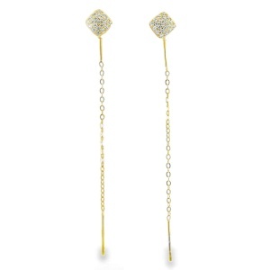 Cercei lungi din Argint suflat Aur 585 Cubic Zirconia Manon