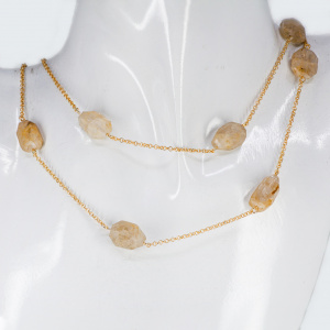Colier Argint suflat Aur 585 Quartz Rutilat Kendarika - Img 3
