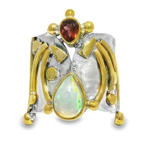 Inel Argint cu elemente suflate in Alama Opal Etiopian Naira