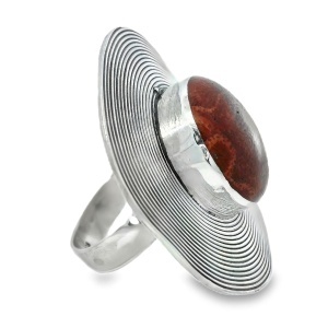 Inel Argint realizat manual Coral Citri - Img 2