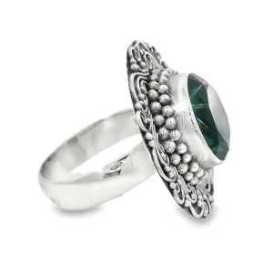 Inel Argint realizat manual Quartz Verde Yumna - Img 2